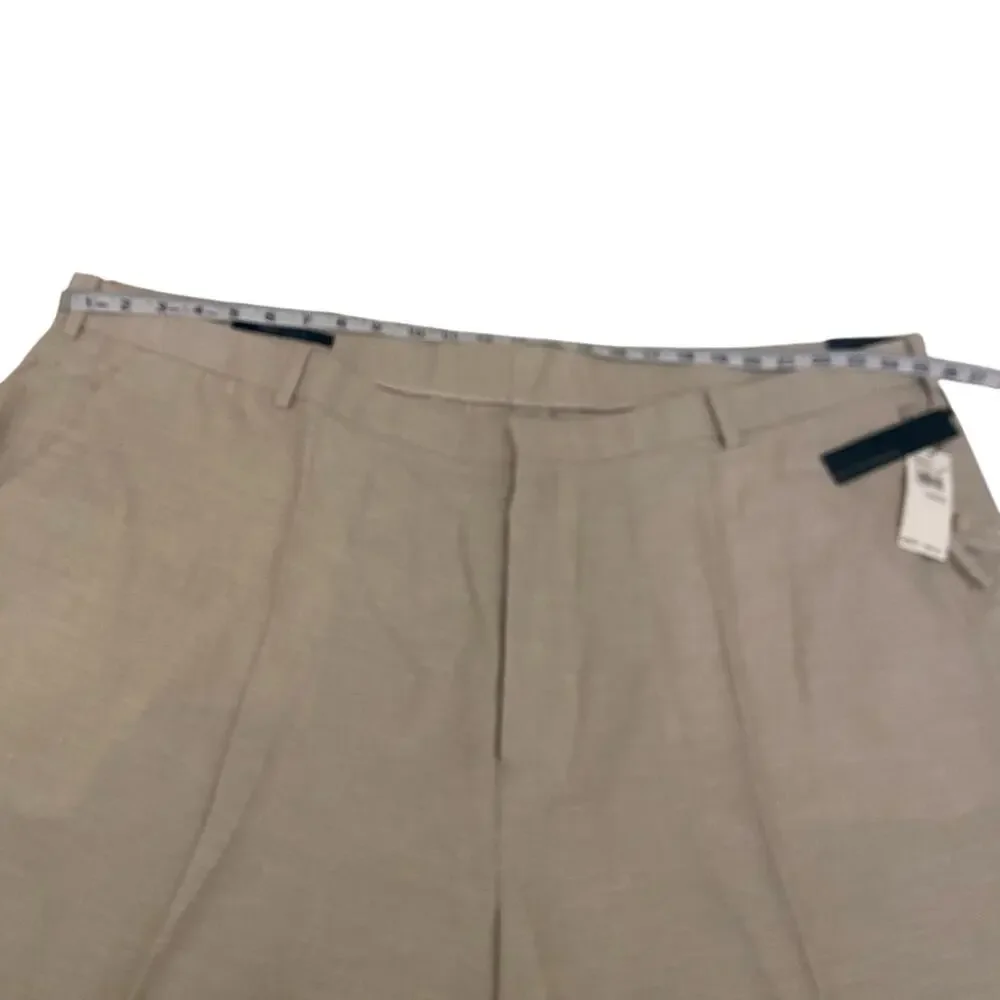 NWT Men's Perry Ellis Size 50 x 32 Linen & Cotton Blend Tan Chino Pants Trousers